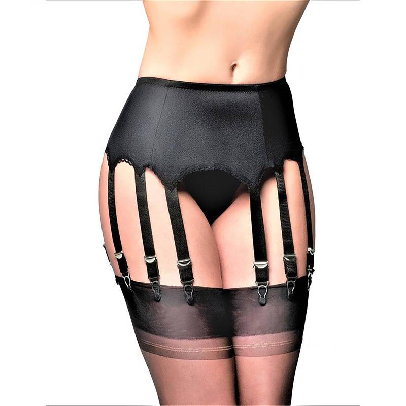 Damen Sexy Spitze Oberschenkelstrümpfe Strumpfband Rutschfester verstellbarer Strumpfgürtel M schwarz von Joom DACH