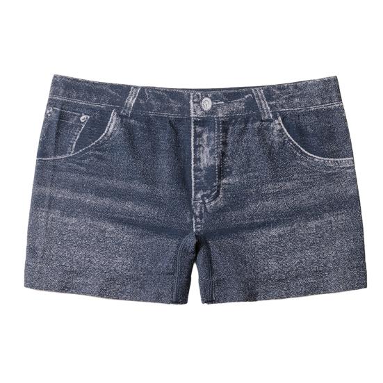 Damen Shorts Hochelastisch Imitation Denim Kurze Leggings mit Taschen Enganliegende Sommer-Shorts Alltagskleidung 2XL navy blau von Joom DACH