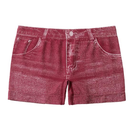 Damen Shorts Hochelastische Imitat-Denim Kurze Leggings mit Taschen Enganliegende Sommer-Shorts 2XL rot von Joom DACH