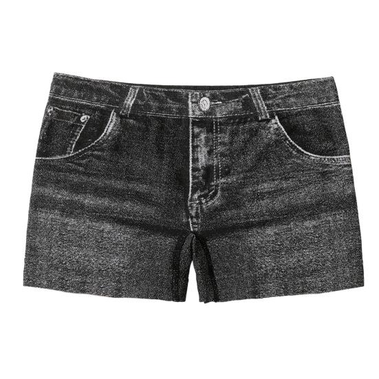 Damen Shorts Hochelastische Imitat-Denim Kurze Leggings mit Taschen Enganliegende Sommer-Shorts S schwarz von Joom DACH