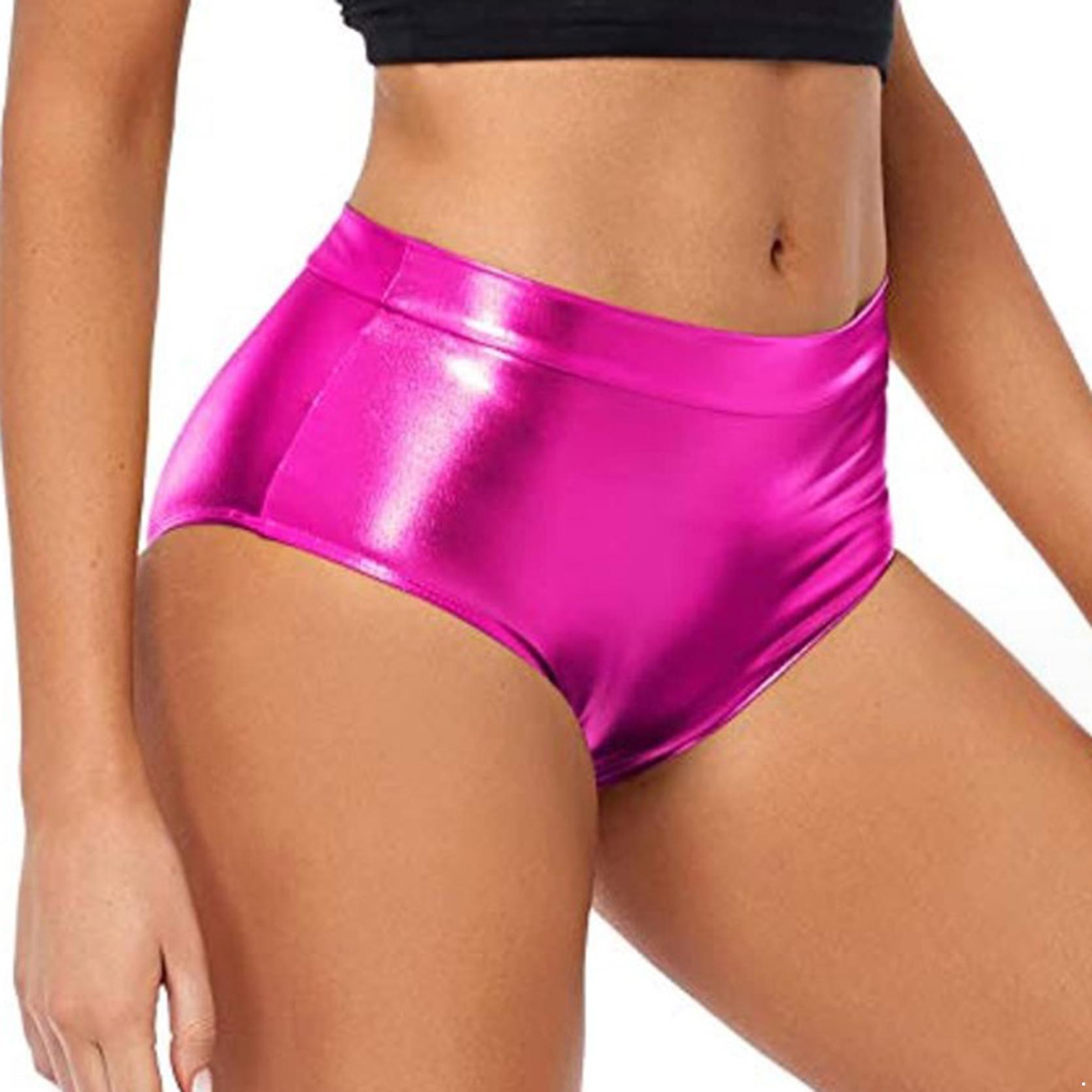 Damen Shorts Wetlook Hotpants Metallic Höschen Glänzend Stretch Tanzshorts Party Disco Nachtclub Kostüm M von Joom DACH
