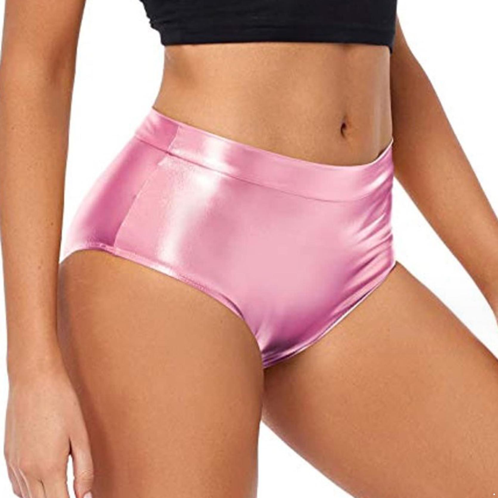Damen Shorts Wetlook Hotpants Metallic Höschen Glänzend Stretch Tanzshorts Party Disco Nachtclub Kostüm S rosa von Joom DACH