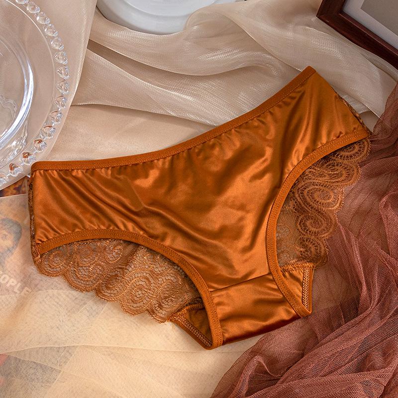 Damen-Slip mit Schleife, mittlerer Taille, Satin, einfarbig, Spaghettiträger, Spitzen-Slip, ausgehöhlt, nahtlos XL braun Damen-Slip mit Schleife, mittlerer Taille, Satin, einfarbig, Spaghettiträger, Spitzen-Slip, ausgehöhlt, nahtlos XL braun von Joom DACH
