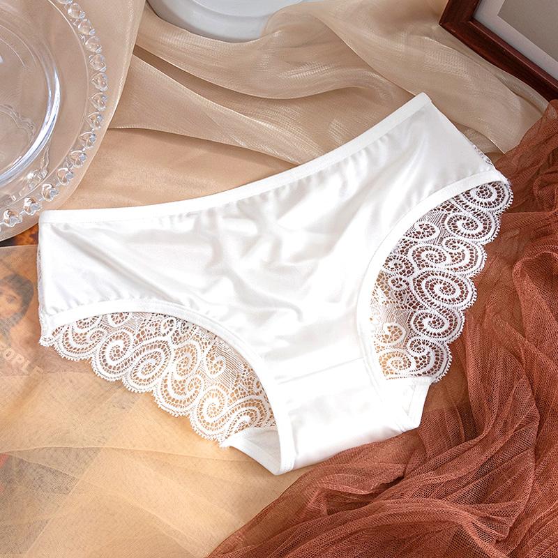 Damen-Slip mit Schleife, mittlerer Taille, Satin, einfarbig, Spaghettiträger, Spitzen-Slip, ausgehöhlt, nahtlos XL weiß Damen-Slip mit Schleife, mittlerer Taille, Satin, einfarbig, Spaghettiträger, Spitzen-Slip, ausgehöhlt, nahtlos XL weiß von Joom DACH
