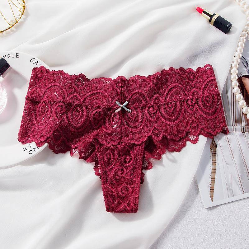 Damen-Slip mit mittlerer Taille, Spitze, Boxershorts, T-Rücken, Tangas, Damen-String-Unterhose M von Joom DACH