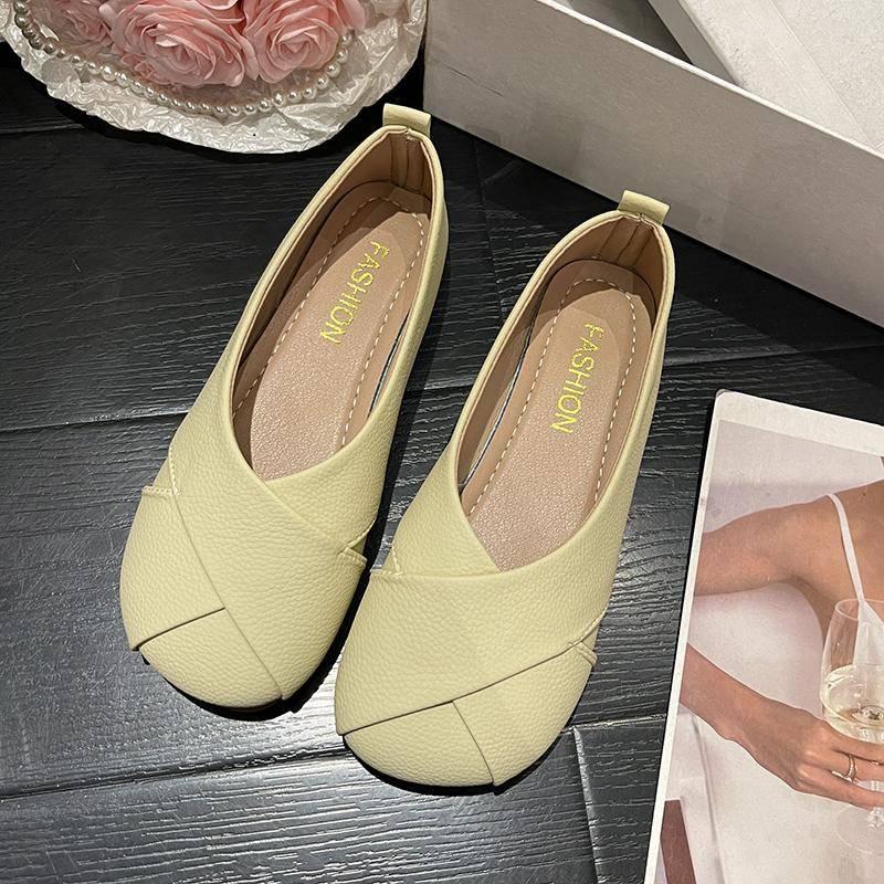 Damen Slipper Leder Halbschuhe Lässig Runde Zehenpartie Niedliche Flats Krankenschwester Schuhe Sneakers Frühling Herbst Mode Ballettschuhe 35 von Joom DACH