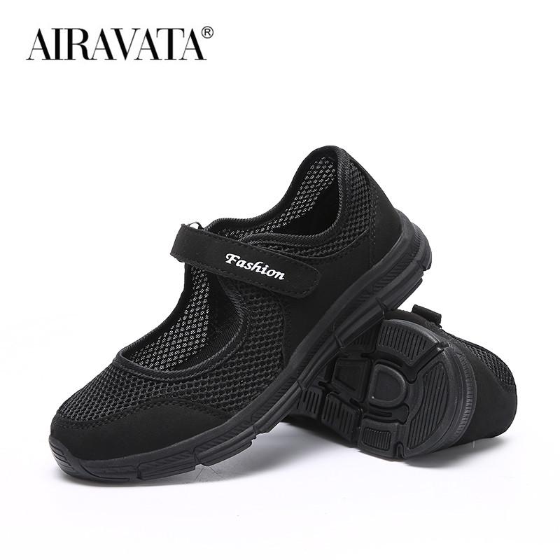 Damen-Sneaker, modisch, Outdoor, Mesh, lässig, atmungsaktiv, leicht, flach, bequem, Slip-on-Schuhe 39 schwarz von Joom DACH