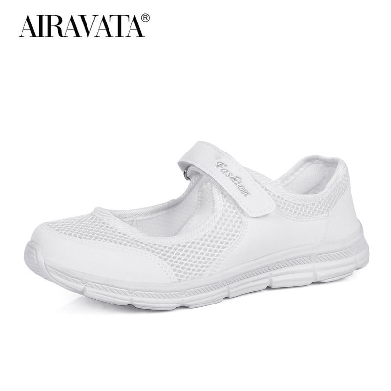 Damen-Sneaker, modisch, Outdoor, Mesh, lässig, atmungsaktiv, leicht, flach, bequem, Slip-on-Schuhe 41 weiß von Joom DACH