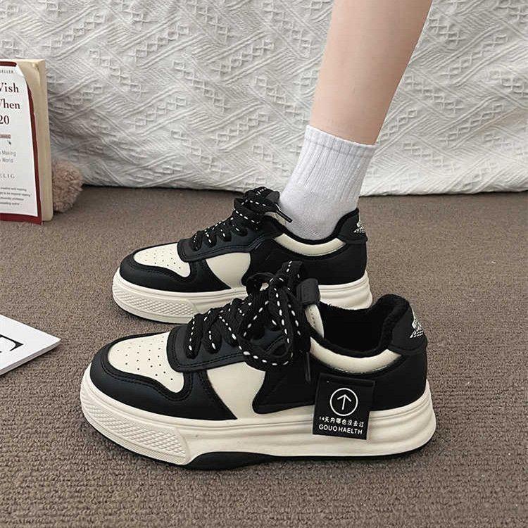 Damen Sneaker Frühling und Herbst Neue vielseitige Plateauschuhe Ins Trendige Freizeitschuhe 40 schwarz von Joom DACH