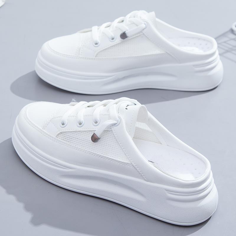 Damen-Sneaker Modische Weiße Schuhe Dicksohlige Damenschuhe Neue Frühling Mesh-Oberfläche Schuhe Atmungsaktive Flache Schuhe Sommer Schnürschuhe 35 von Joom DACH