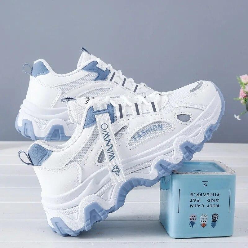 Damen Sneaker Neue klobige Sneakers Damen Atmungsaktives Mesh Freizeitschuhe Sneakers Tennis Weibliche Plateau Schnürschuhe Vulkanisierte Schuhe 39 von Joom DACH