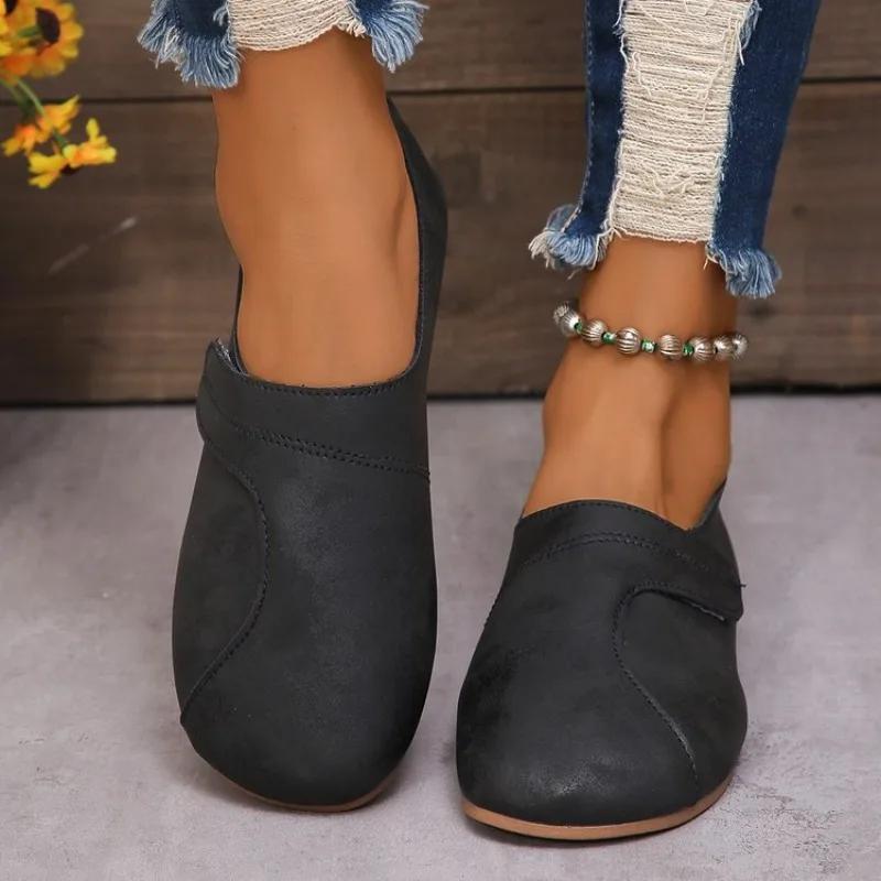 Damen Sneaker Retro Freizeit Lederschuhe für Damen Bequeme Rutschfeste Atmungsaktive Rundkopf-Sneaker Damen Sneaker 40 schwarz von Joom DACH