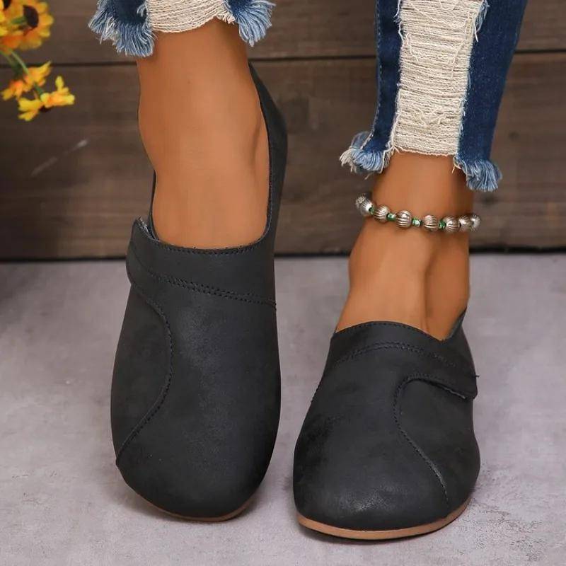 Damen Sneaker Retro Freizeit Lederschuhe für Damen Bequeme Rutschfeste Atmungsaktive Rundkopf-Sneaker Damen Sneaker 40 schwarz von Joom DACH