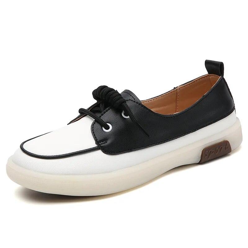 Damen Sneaker Slipper Plateau Schuhe Echtleder Patchwork Freizeitschuhe Damen Outdoor Walking Schuhe Zapatillas Mujer 35 von Joom DACH