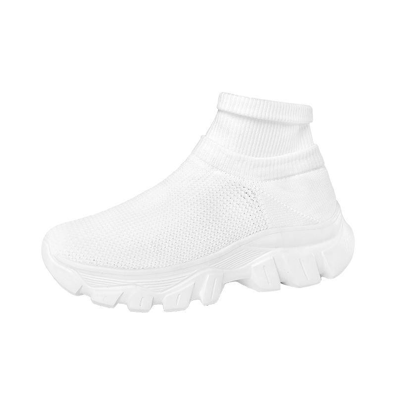 Damen Sneaker Socken Schuhe Atmungsaktiv Low Cut Stretch Stoff Slip-On Damen Rutschfeste Casual Sport Freizeit Socken Stiefel EU:42 weiß von Joom DACH