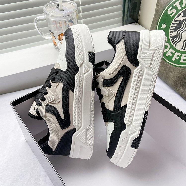 Damen Sneaker Sommer Neu Muffin Plateau Leder Farblich Passend Weiße Schuhe Runde Zehenpartie Leichtgewichtige Trainingsschuhe Freizeit Schuhe für Damen 40 von Joom DACH