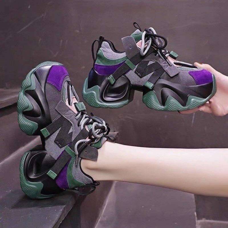 Damen Sneaker Tennis Rosen Lässig Mode Mesh Damen-Schuhe Koreanische Dicke Sohle Trainer mit Plateau Damenschuhe 39 grün von Joom DACH