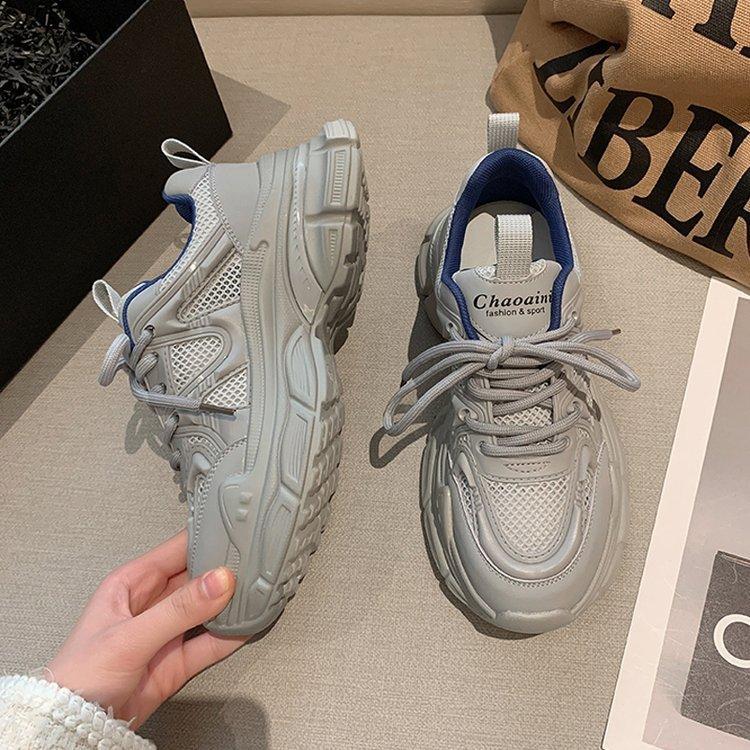 Damen-Sneaker mit dicker Sohle, Sommer, neue atmungsaktive Mesh-Dad-Schuhe, ultraleichte Laufschuhe für Damen, weiße Schuhe für Damen 40 von Joom DACH