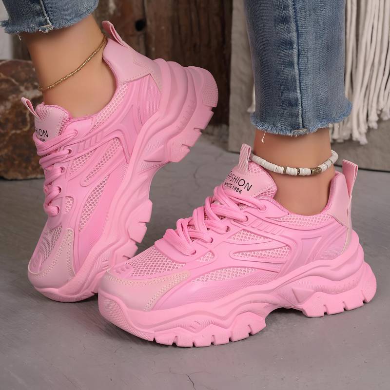 Damen Sneakers 2025 Neue Mode Chunky Sneakers Damen Outdoor Tennis Plattform Sportschuhe für Damen Leichte Designer Schuhe 38 rosa von Joom DACH