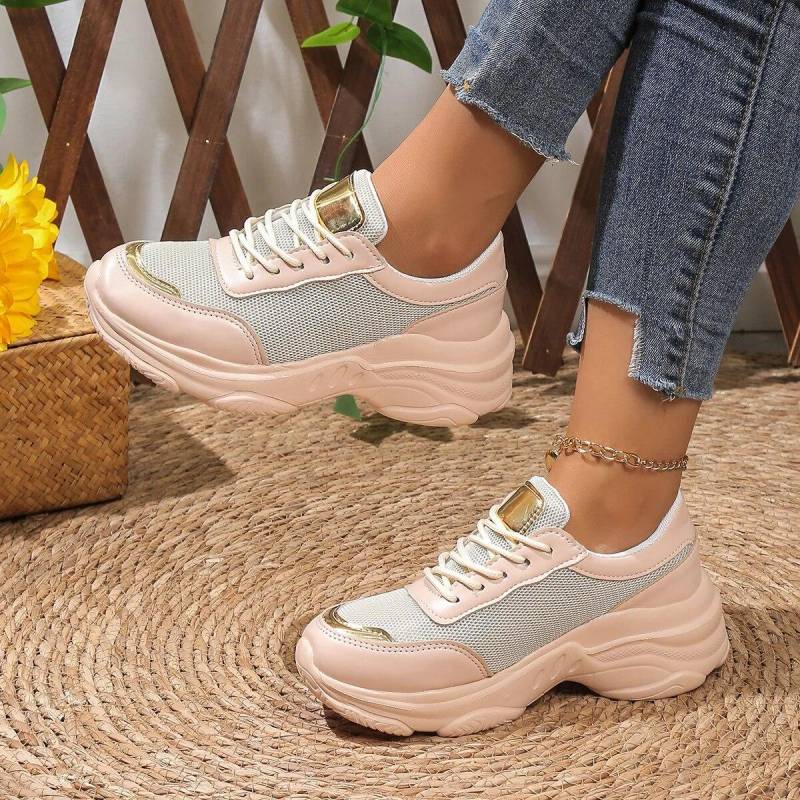 Damen Sneakers Schuhe Fashion Lace Up Wedge Plateau Vulkanisierte Schuhe Schuhe Damen Mesh Casual Walking Plus Size Zapatillas Mujer 36 von Joom DACH