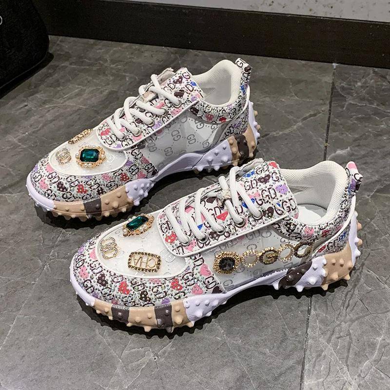 Damen Sneakers Water Diamond Fashion Luxus Strass Damenschuhe Neue Outdoor Plattform Damen Sportschuhe Vulkanisiert 36 von Joom DACH