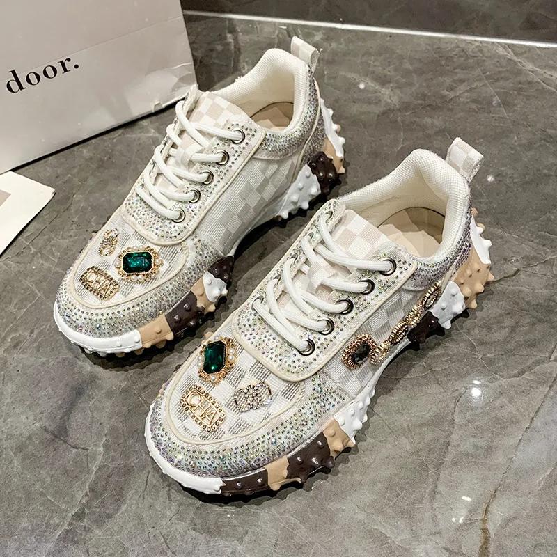 Damen Sneakers Water Diamond Fashion Luxus Strass Damenschuhe Neue Outdoor Plattform Damen Sportschuhe Vulkanisiert 40 von Joom DACH