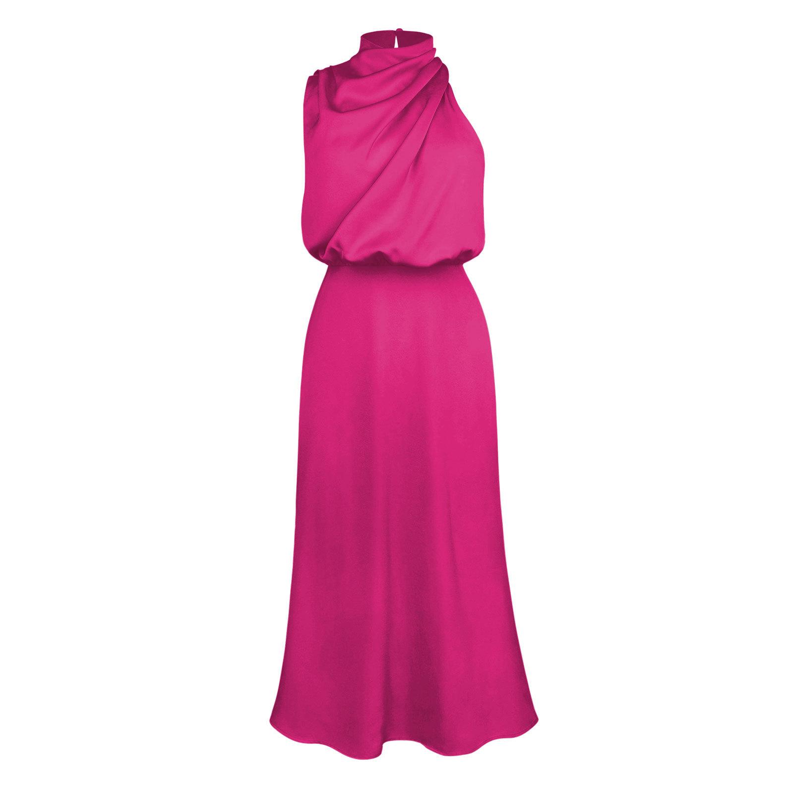 Damen-Sommer-Abendkleid, ärmellos, elegant, Neckholder, A-Linie, hohe Taille, lange Kleider, einfarbig L rose rot Damen-Sommer-Abendkleid, ärmellos, elegant, Neckholder, A-Linie, hohe Taille, lange Kleider, einfarbig L rose rot von Joom DACH