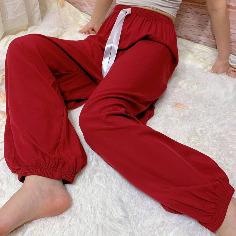 Damen Sommer Baumwolle Seide Anti-Mücken Lose Strand Pumphose Pyjama Hose One Size (90-140lbs) von Joom DACH