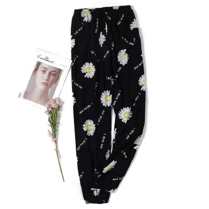 Damen Sommer Baumwolle Seide Anti-Mücken Lose Strand Pumphose Pyjama Hose One Size (90-140lbs) von Joom DACH