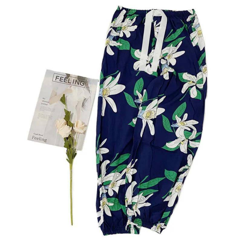 Damen Sommer Baumwolle Seide Anti-Mücken Lose Strand Pumphose Pyjama Hose Plus Size (120-160lbs) von Joom DACH