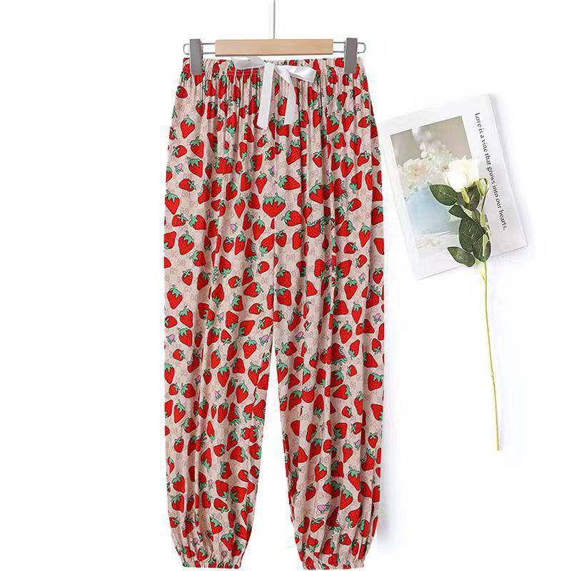 Damen Sommer Baumwolle Seide Anti-Mücken Lose Strand Pumphose Pyjama Hose Plus Size (120-160lbs) von Joom DACH