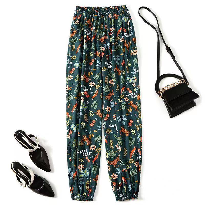 Damen Sommer Baumwolle Seide Anti-Mücken Lose Strand Pumphose Pyjama Hose Plus Size (120-160lbs) von Joom DACH