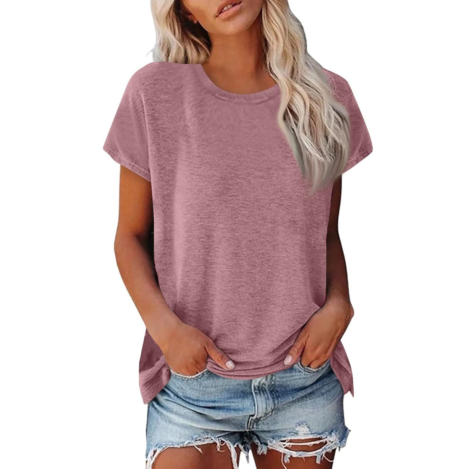 Damen Sommer Casual Basic T-Shirt Rundhals Einfarbig Oberteile Baumwolle Casual Damen Kurzarm Oberteile Tops Sportshirt XXXL Damen Sommer Casual Basic T-Shirt Rundhals Einfarbig Oberteile Baumwolle Casual Damen Kurzarm Oberteile Tops Sportshirt XXXL von Joom DACH