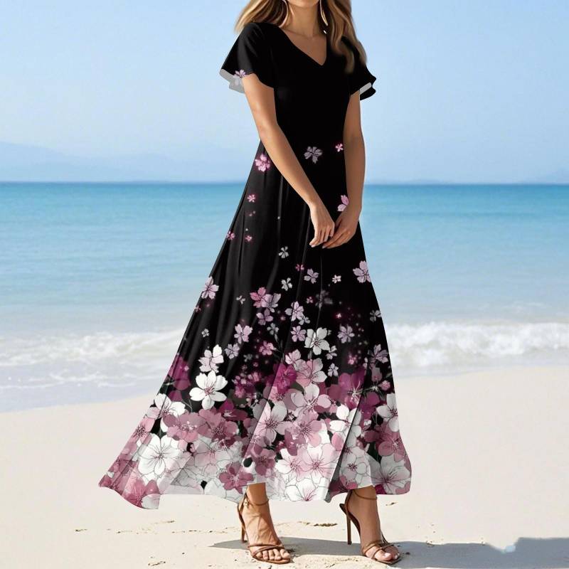 Damen Sommer Casual Fashion Solid Color Kleider V-Ausschnitt Kurzarm Kleider L Damen Sommer Casual Fashion Solid Color Kleider V-Ausschnitt Kurzarm Kleider L von Joom DACH