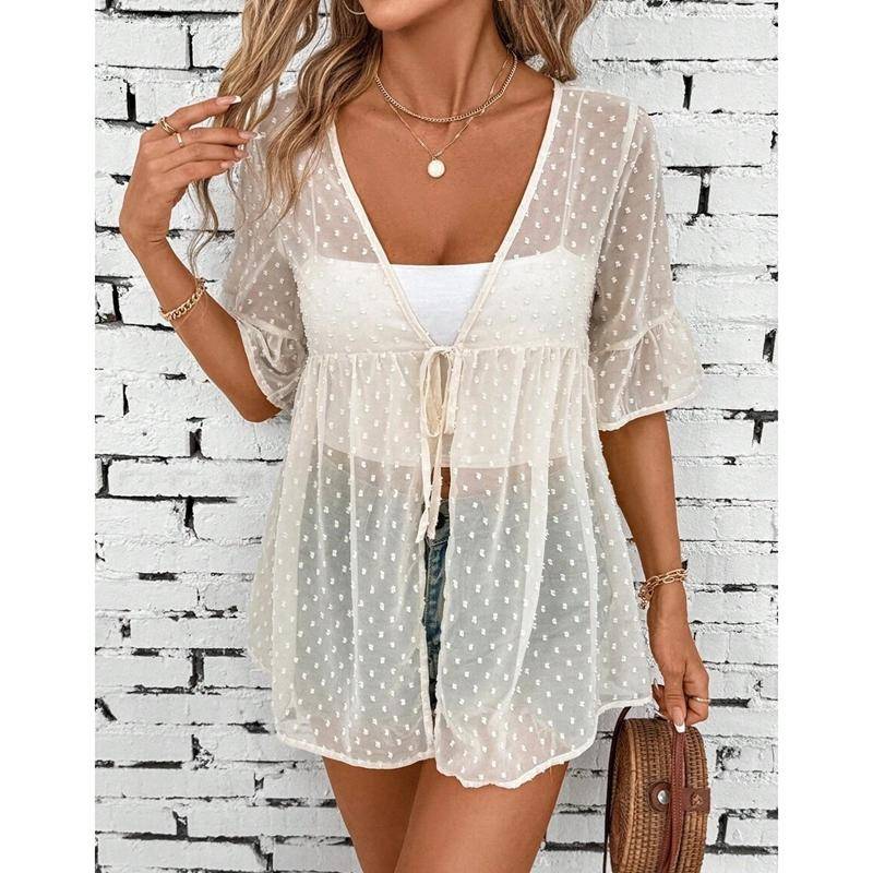 Damen Sommer Chiffon Boho Strand Bikini Cover Cardigan Top Sonnenschutz Hemd Bluse S von Joom DACH