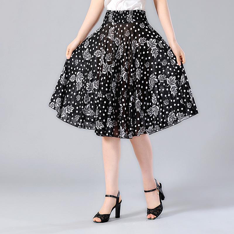 Damen Sommer-Faltenrock aus Eisseide mit Blumenmuster – mittellang mit elastischer Taille One Size von Joom DACH