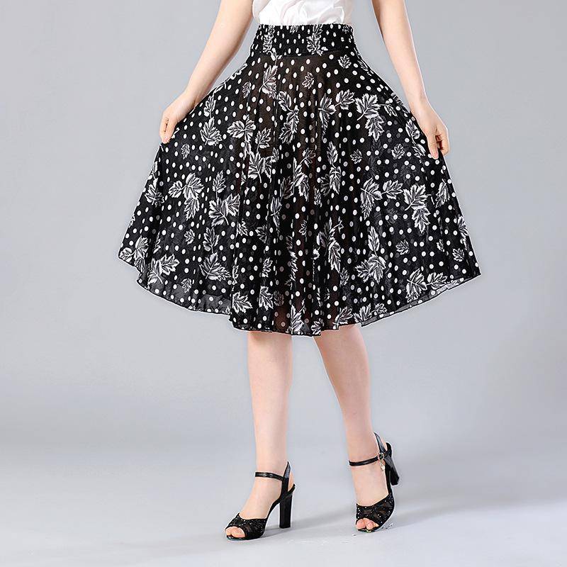 Damen Sommer-Faltenrock aus Eisseide mit Blumenmuster – mittellang mit elastischer Taille One Size von Joom DACH