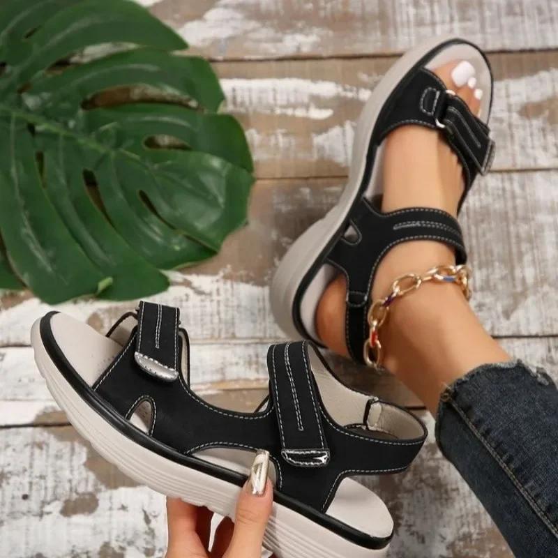 Damen Sommer Keilabsatz Sandalen Rutschfeste Offene Zehenpartie Atmungsaktive Sandalen Sportschuhe 43 schwarz von Joom DACH