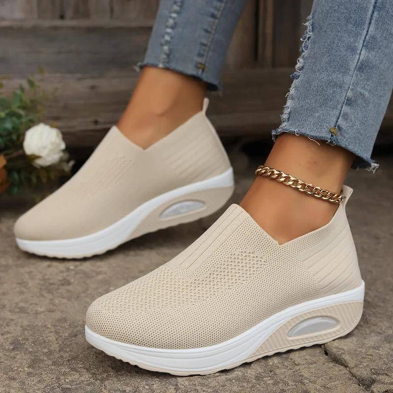 Damen Sommer Neue Mode Runde Zehenpartie Flacher Ausschnitt Slipper Vulkanisierte Schuhe Täglich Lässig Bequeme Laufschuhe Sportschuhe 35 beige von Joom DACH