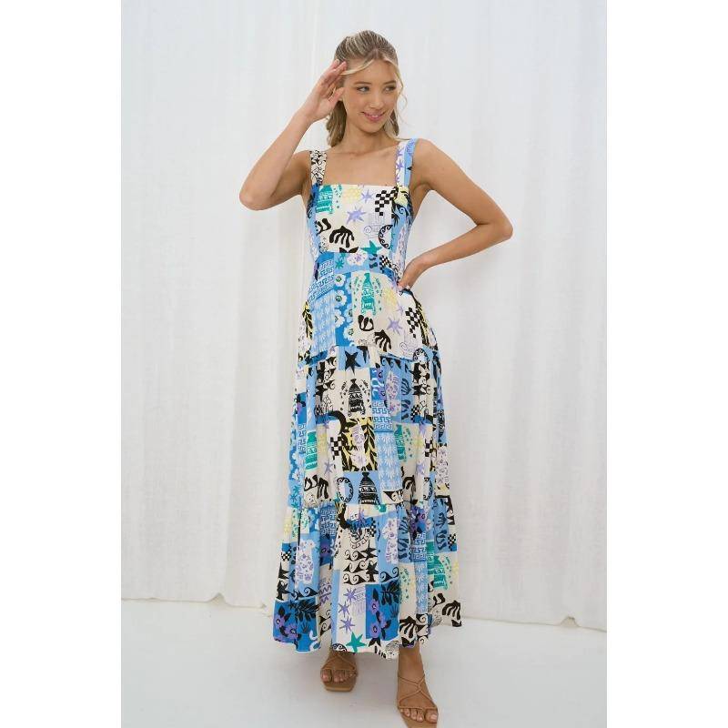 Damen Sommer Neues Kleid Bedruckt Ärmellos Spitze Rückenfreier Großer Rock XL von Joom DACH