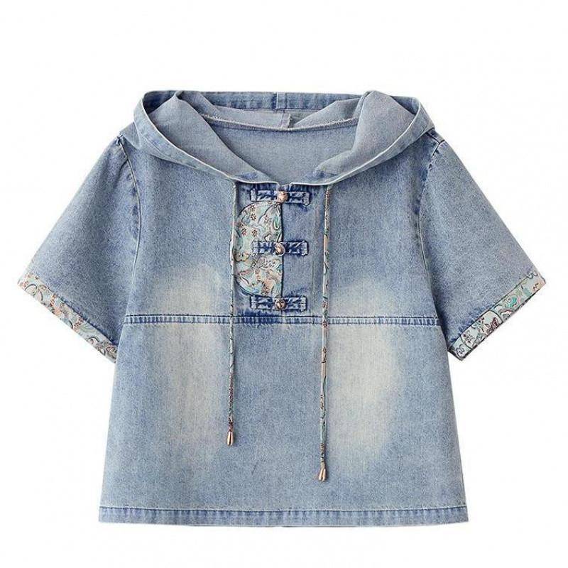 Damen Sommer Retro Bestickter Kapuzen-Denim-Anzug Rock XXXL von Joom DACH