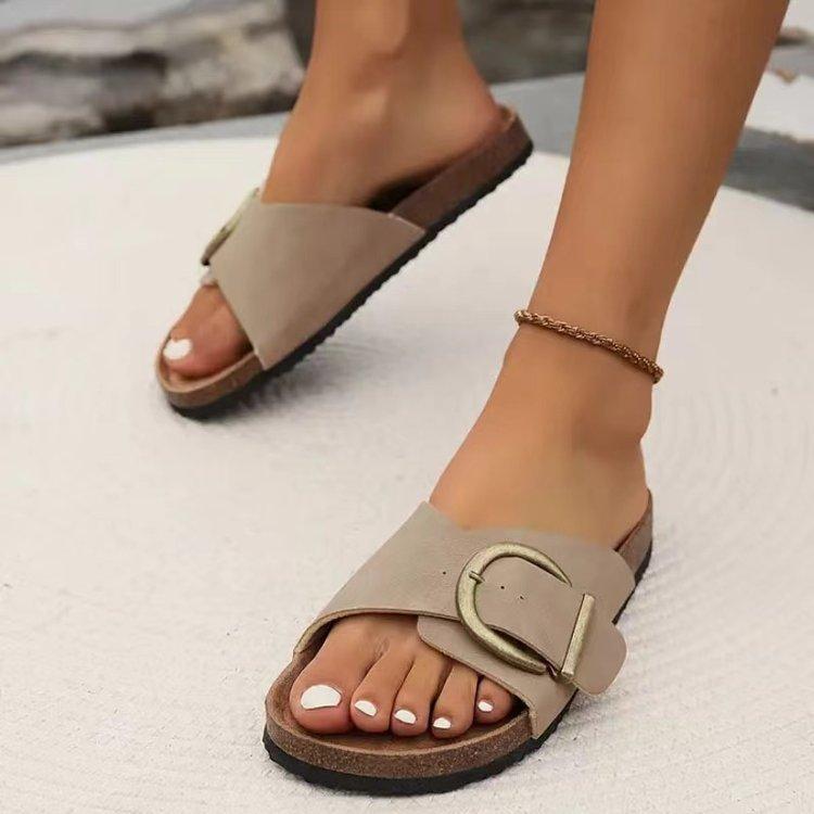Damen Sommer Retro Zehenclip Gürtelschnalle Schuhe Römischer Stil Strandschuhe Zehentrenner 40 khaki von Joom DACH