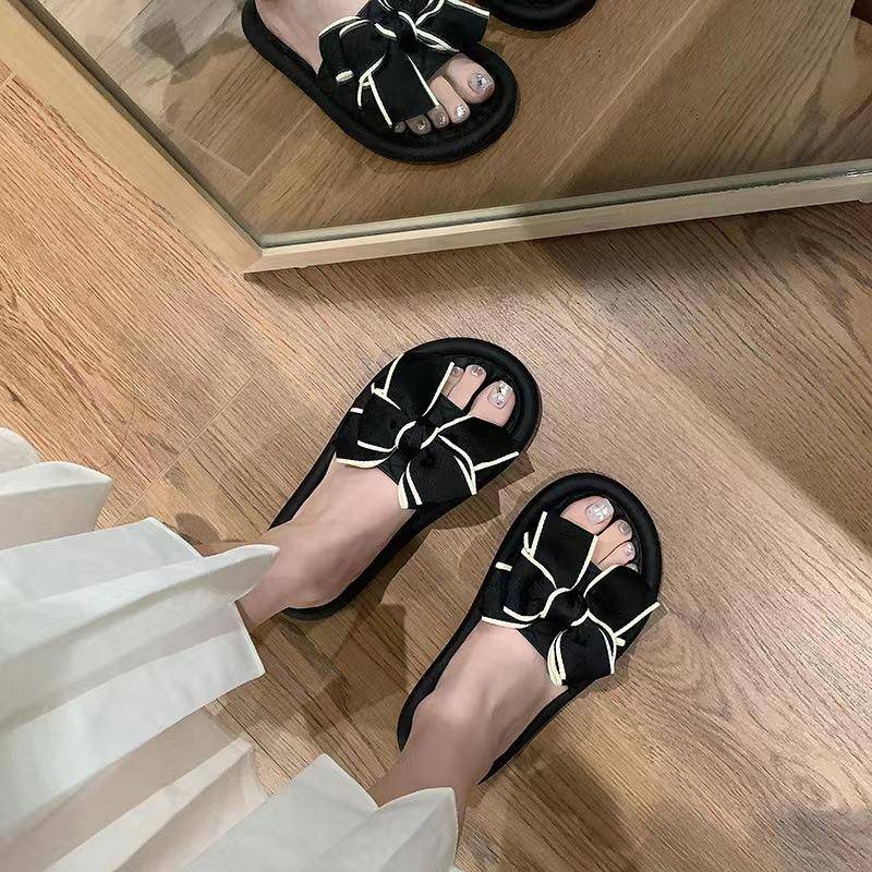 Damen-Sommer-Slipper mit flachem Boden, Hausschuhe mit flachem Boden, Oberbekleidung, Netto-Berühmtheit, koreanischer Stil, Heim-Ins-Stil, westlicher Stil, dicke Sohlen-Hausschuhe 40-41 schwarz Damen-Sommer-Slipper mit flachem Boden, Hausschuhe mit flachem Boden, Oberbekleidung, Netto-Berühmtheit, koreanischer Stil, Heim-Ins-Stil, westlicher Stil, dicke Sohlen-Hausschuhe 40-41 schwarz von Joom DACH