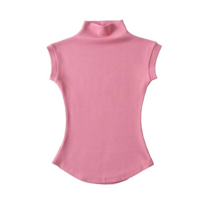 Damen Sommer T-Shirt Kurzarm Rundhalsausschnitt V-Ausschnitt Loose Fit Oberteile ... M rosa von Joom DACH
