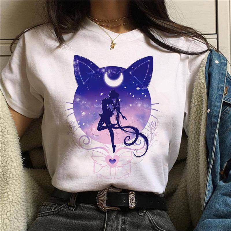 Damen Sommer T-Shirt Mädchen Feeling Print Retro Mode Kurzarm T-Shirts Lässig Bedruckte Oberteile 8XL violett von Joom DACH