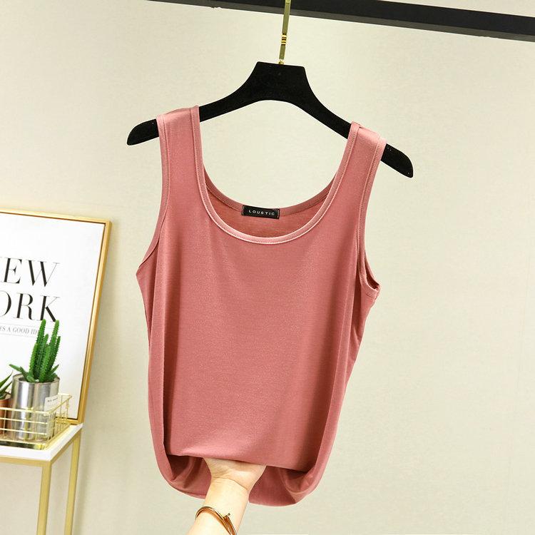 Damen Sommer Tanktops mit tiefem U-Ausschnitt, ärmellos, Modal-Baumwolle, Camis, T-Shirts, lässiges Bottoming Top 2XL rosa von Joom DACH