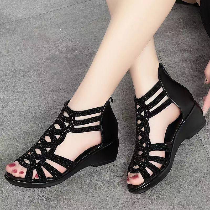 Damen Sommer Weiche Leder Römersandalen Weiche Sohlen Mutter Schuhe Modische Außensandalen 35 von Joom DACH