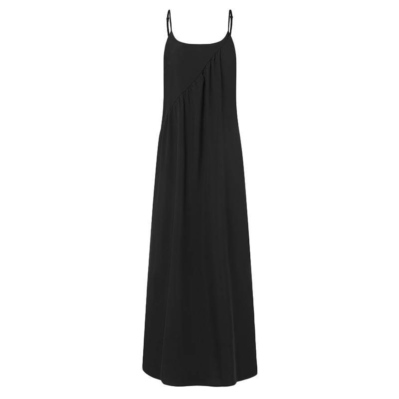 Damen Sommer ärmelloses Spaghettiträgerkleid Bohemian Beach Sling Langes Kleid S-5XL 3XL schwarz Damen Sommer ärmelloses Spaghettiträgerkleid Bohemian Beach Sling Langes Kleid S-5XL 3XL schwarz von Joom DACH