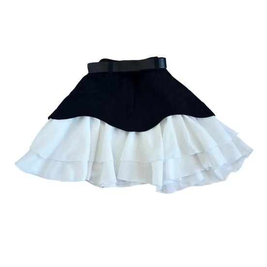 Damen Sommerrock Hohe Taille Rüschensaum Spleißdesign Minirock mit Taschen Arbeit Freizeit A-Linien-Rock M von Joom DACH