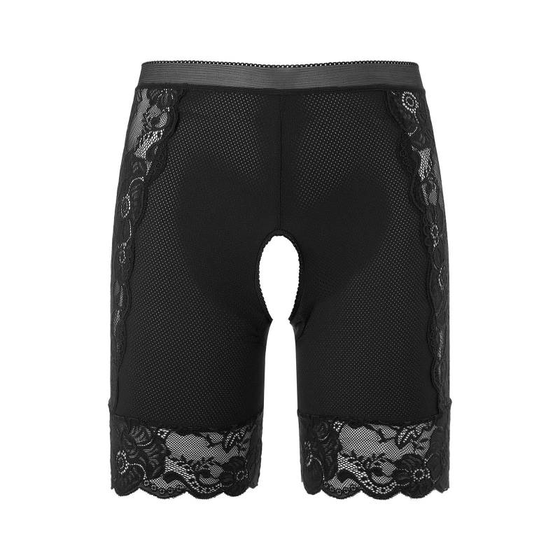 Damen Spitzen Schrittlose Boyshorts Hohe Taille Slips Freches Design Sicherheits-Shorts Slips Clubwear Dating Unterwäsche XXL schwarz von Joom DACH